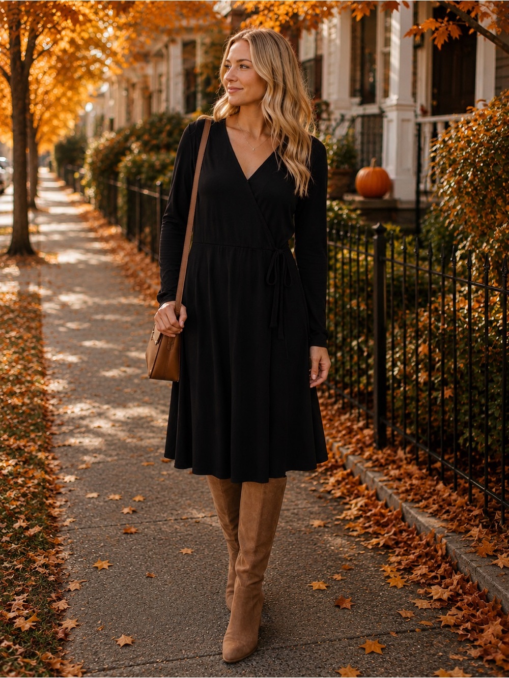 NWT Old Navy Black Wrap-Style Long Sleeve Dress Size M